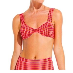 SOLID & STRIPED Red and White Striped Bikini Med NWT